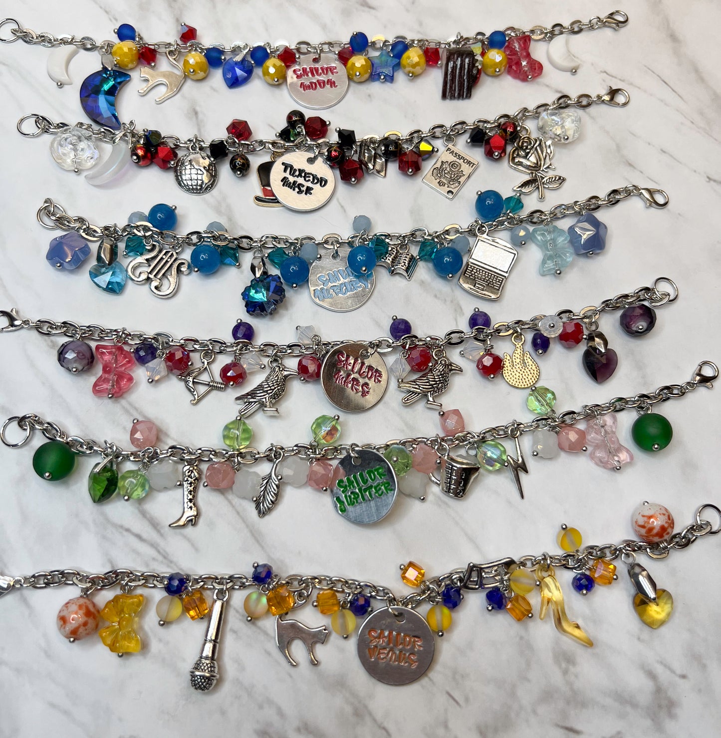 Sailor Moon and Scouts Bracelets
