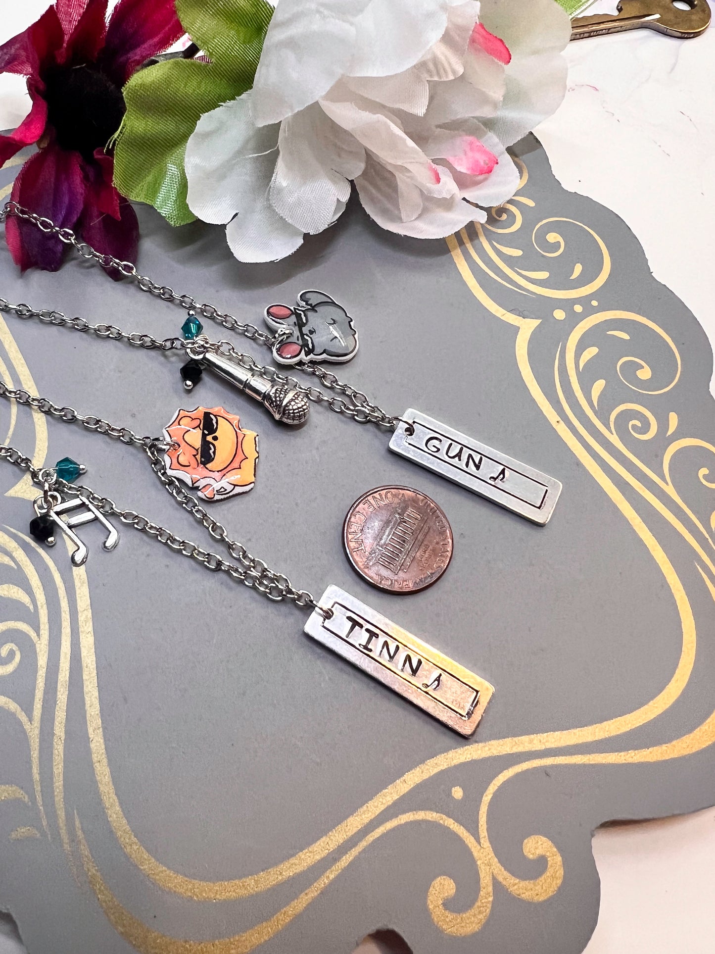 My School President Tinn and Gun Necklaces