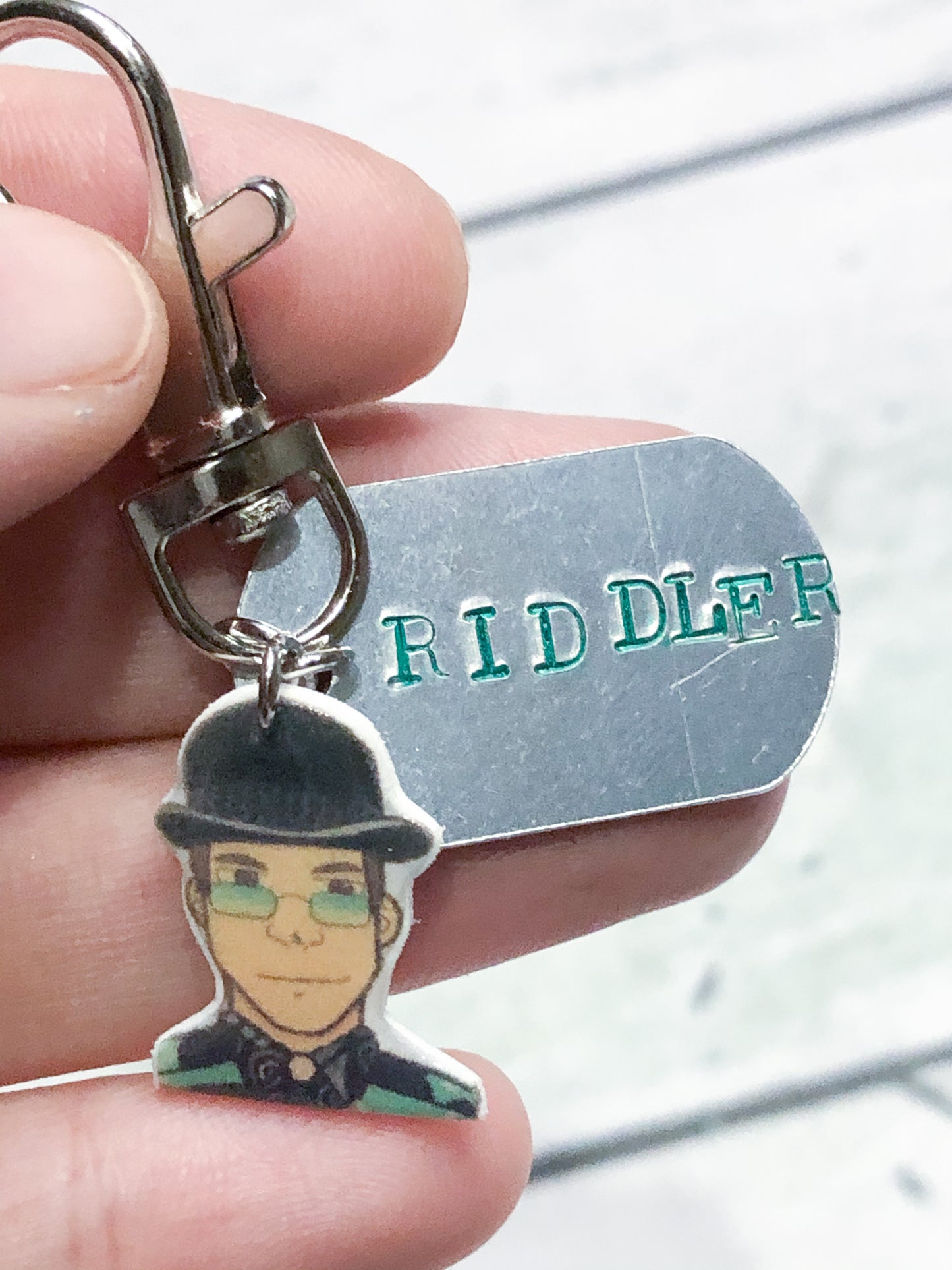 Penguin or Riddler Art Key Chain or Necklace