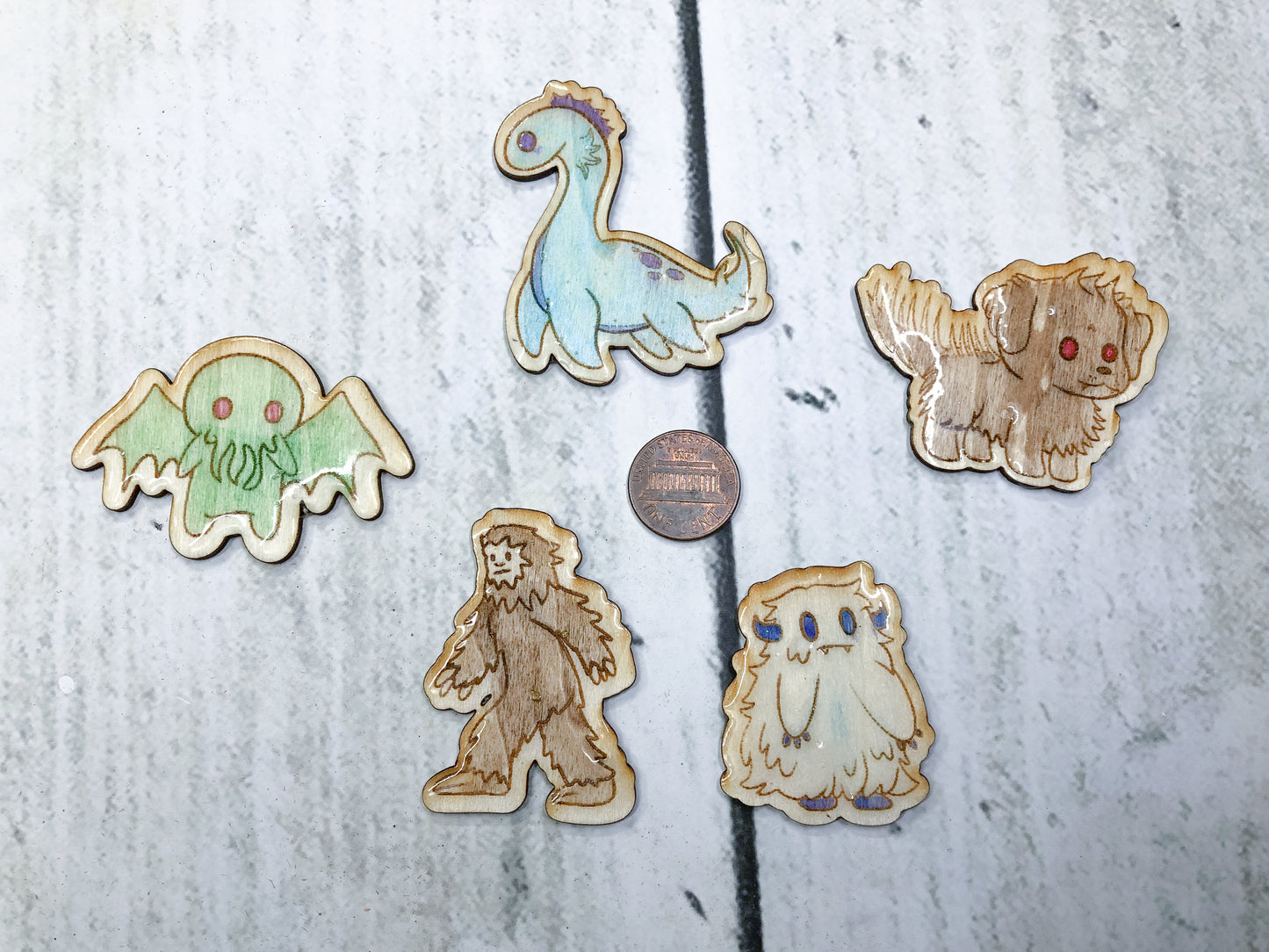 Cute Cryptid Wooden Pins