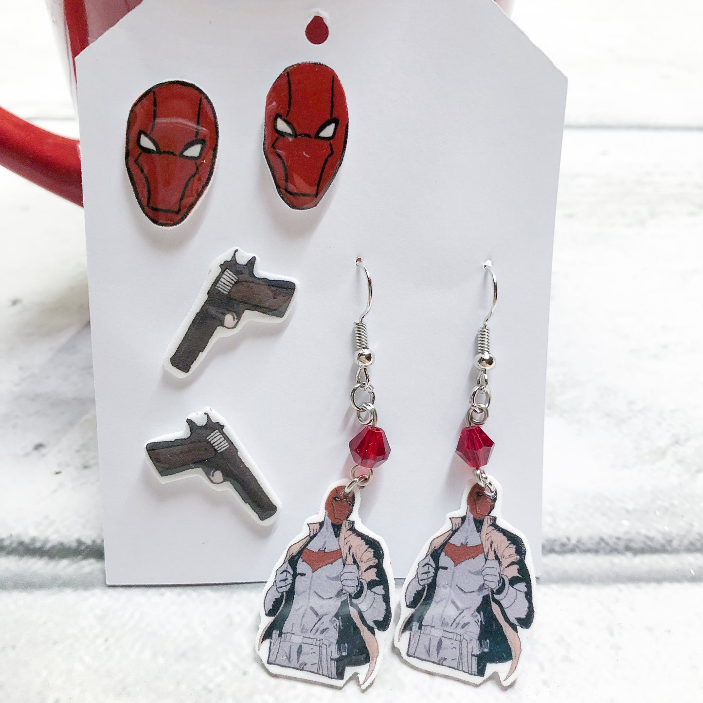Redhood or Nightwing Earring Set