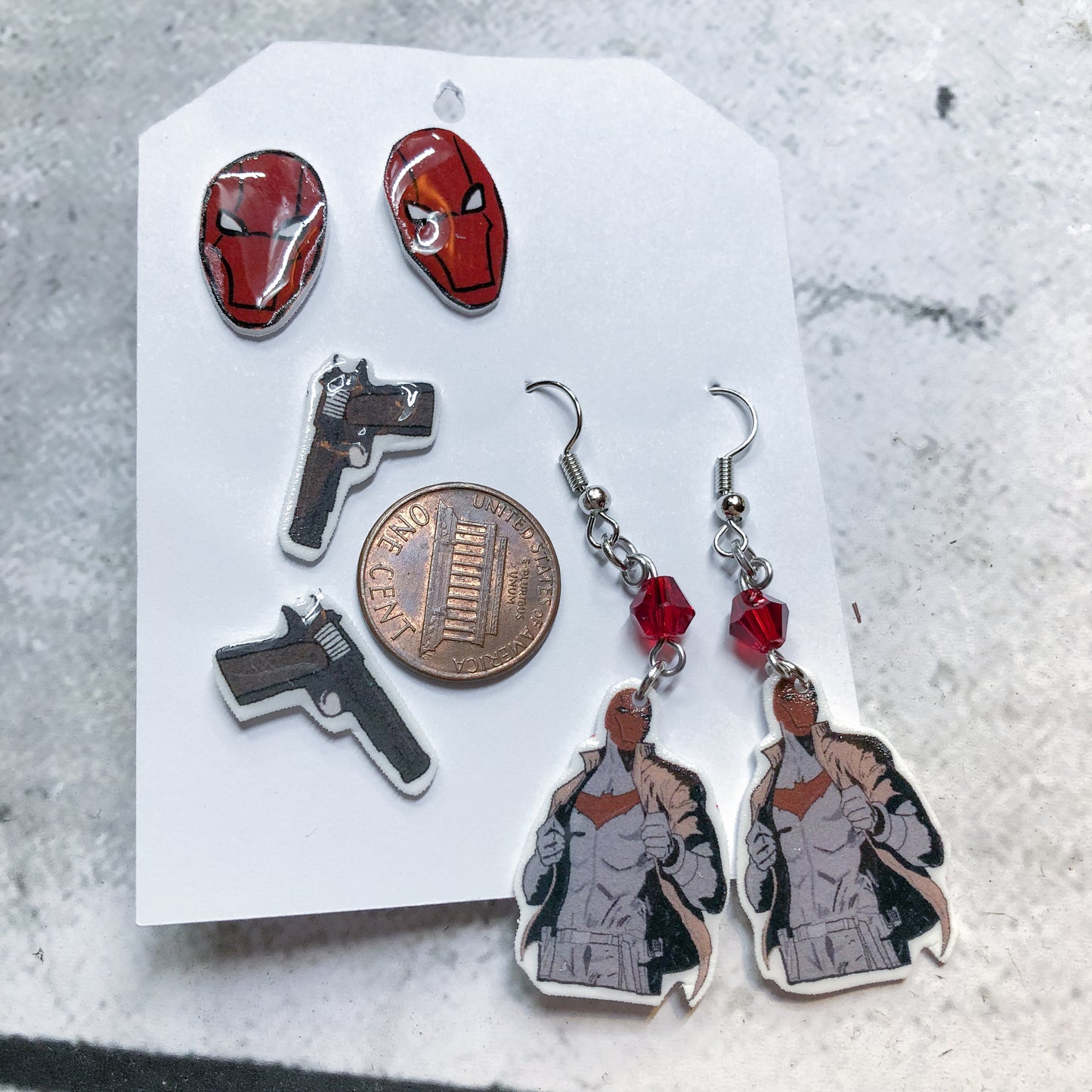 Redhood or Nightwing Earring Set