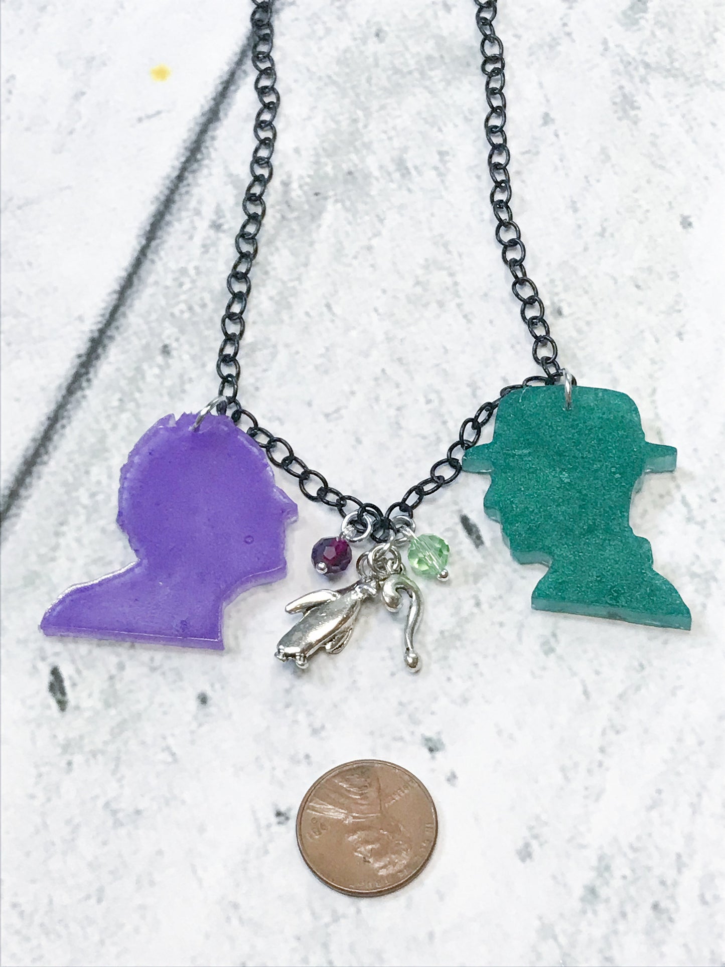 Penguin and Riddler Silhouette Necklace