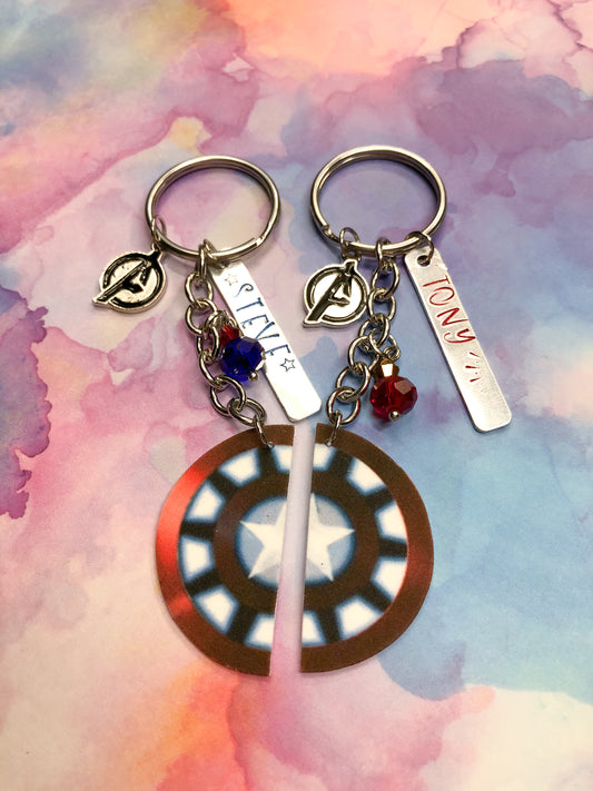 Captain America and Iron Man Inspired Best Friend Key Chains