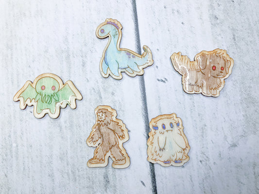 Cute Cryptid Wooden Pins