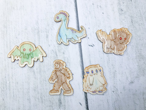 Cute Cryptid Wooden Pins