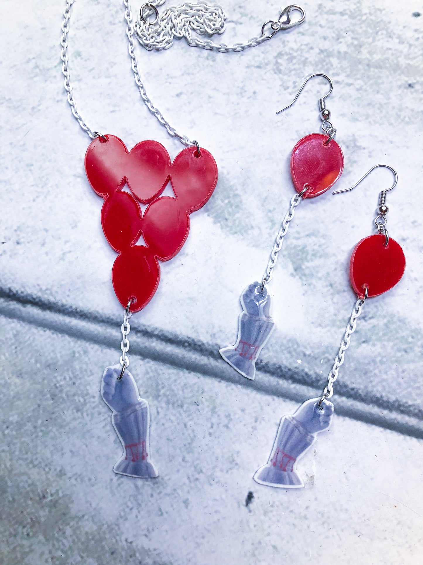 Red Balloons Necklace or Earring Set