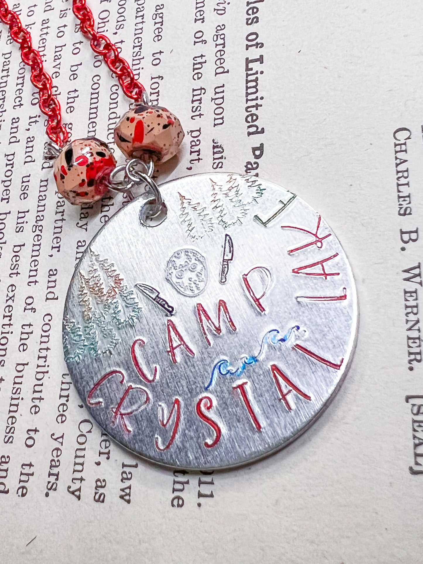 Camp Crystal Lake Stamped Necklace