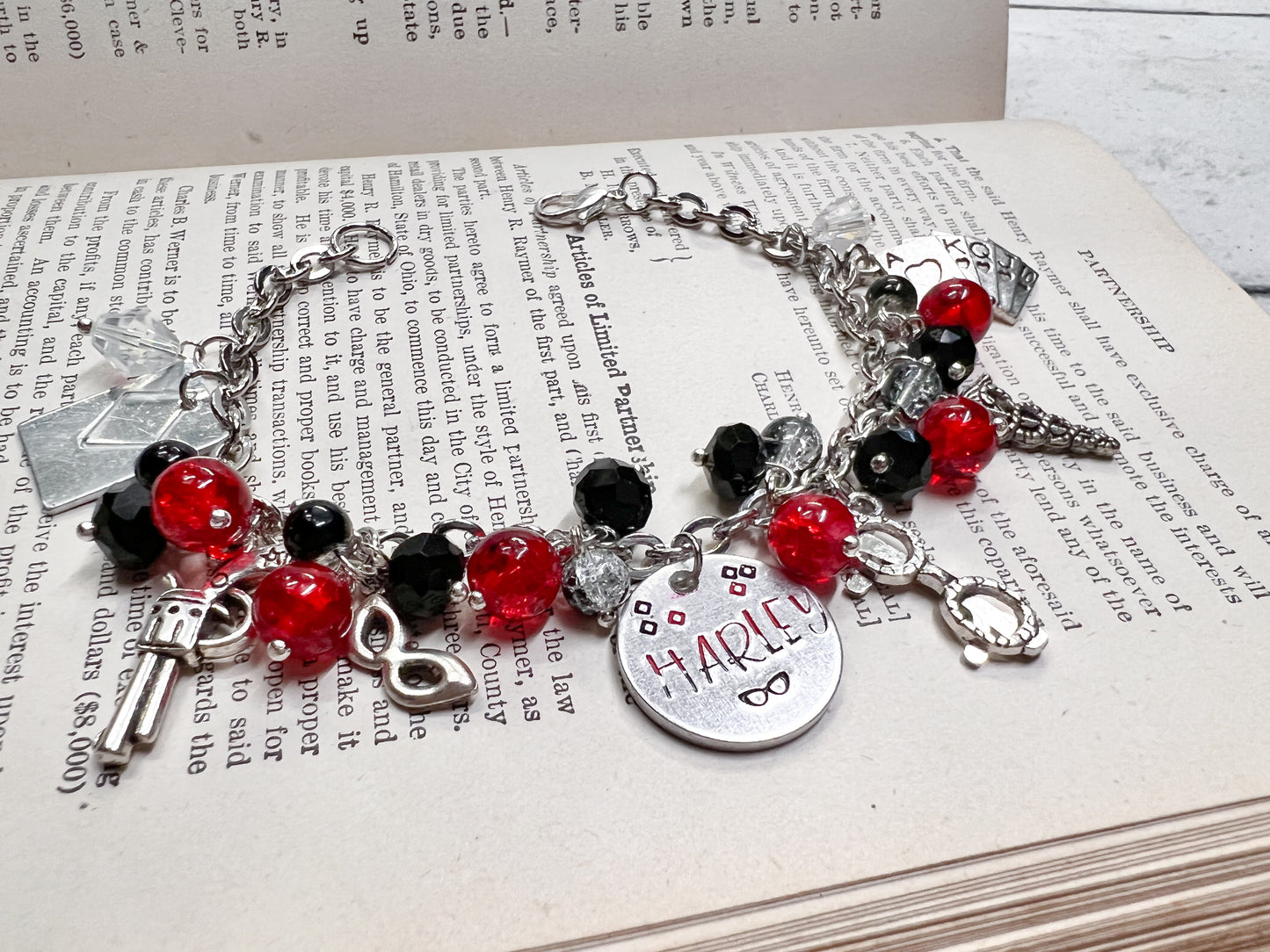 Classic Harley Quinn Inspired Loaded Bracelet