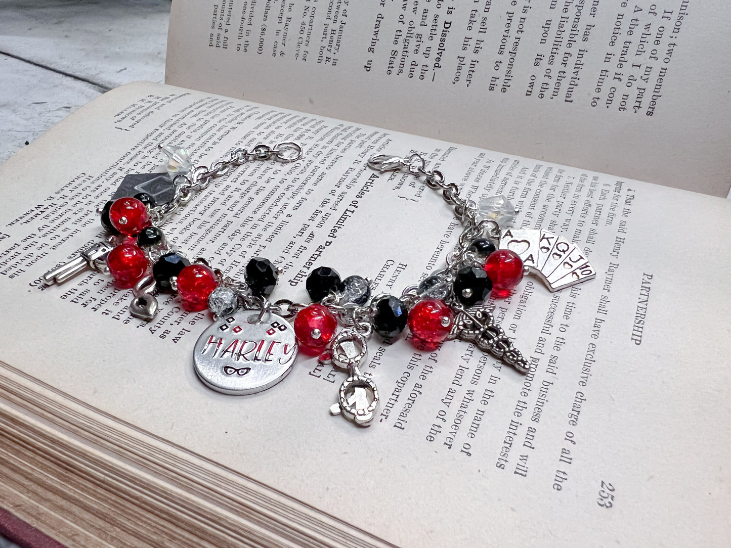 Classic Harley Quinn Inspired Loaded Bracelet