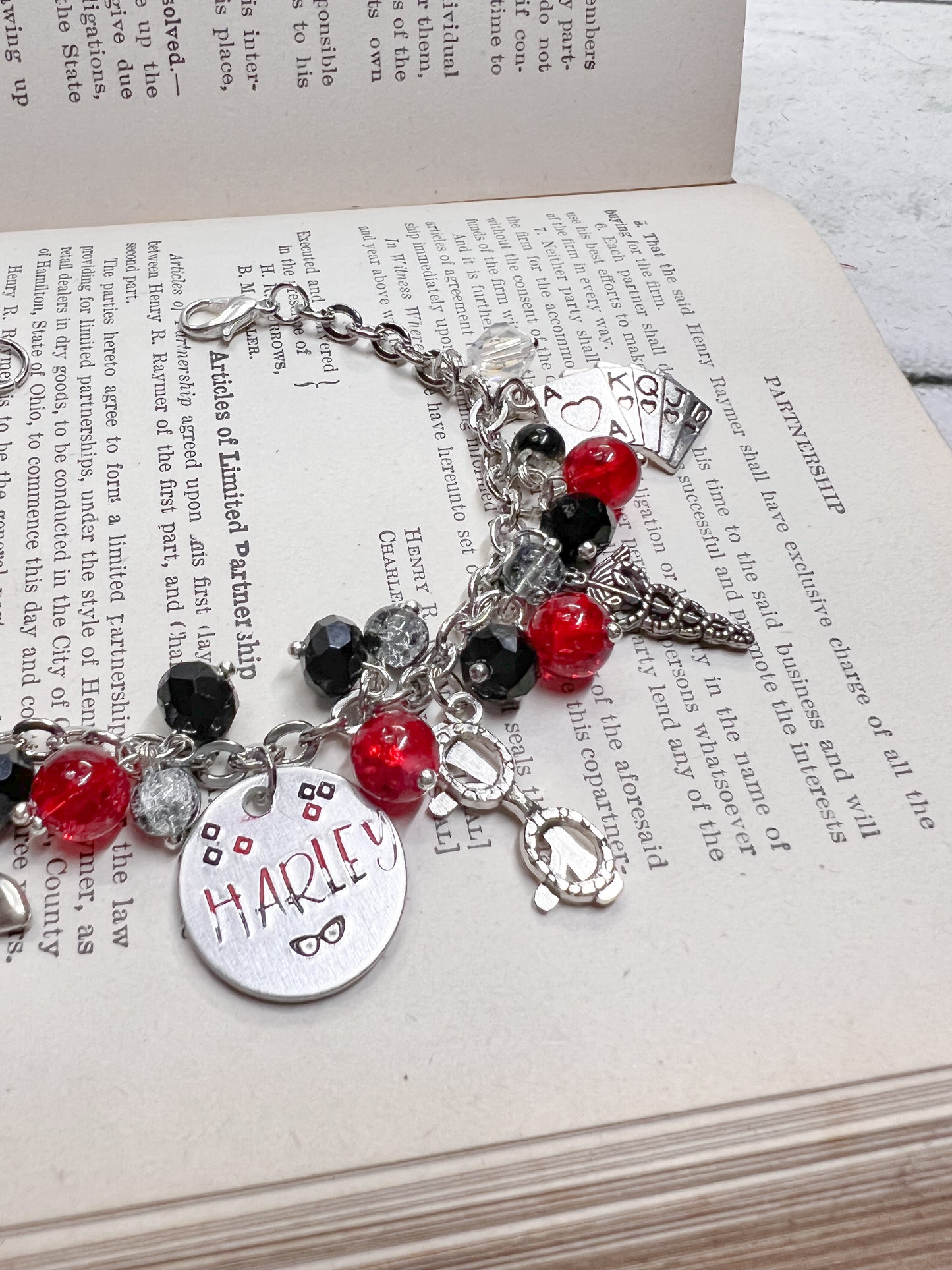 Classic Harley Quinn Inspired Loaded Bracelet