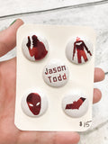 Red Hood Foiled Pin Set