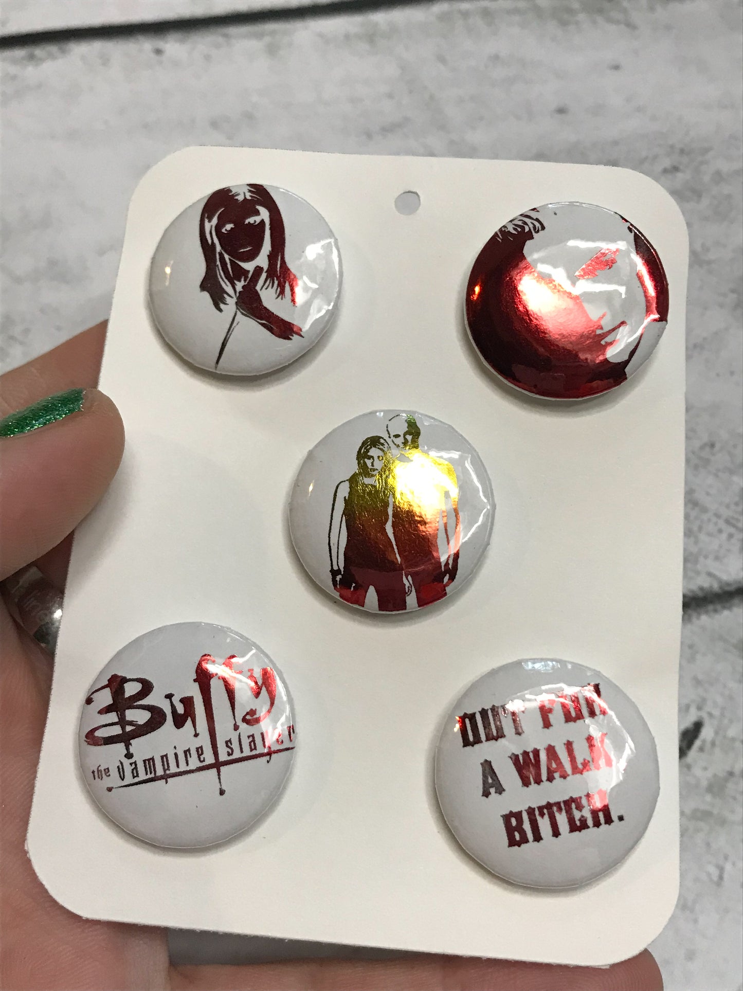 Buffy and Spike Foiled Pin Set